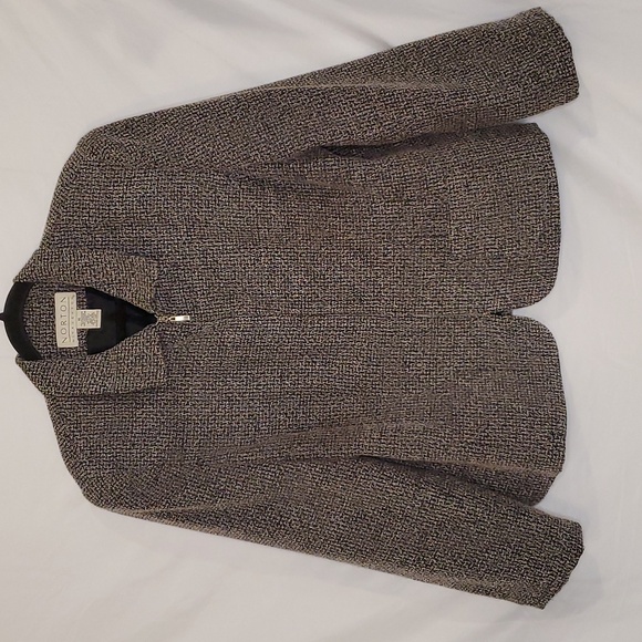 Norton McNaughton Jackets & Blazers - Norton Mcnaughton Womens Jacket Black White Full Zip Long Sleeve Collared 16